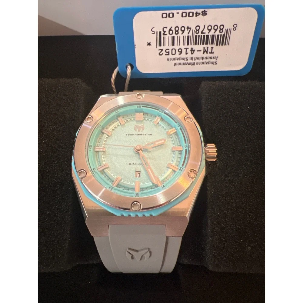 TechnoMarine Manta Ray Teal Dial Rose Silver Stainless Steel‎ Watch TM-416052
